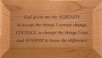 Red alder wooden God Box engraved with the Serenity Prayer