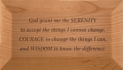 Red alder wooden God Box engraved with the Serenity Prayer