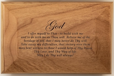 Custom Keepsake Wooden Box with laser engraved AA 3rd Step Prayer