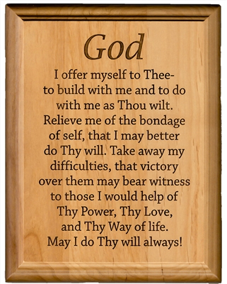 AA 3rd Step Prayer 7" x 9" Laser Engraved Alder Wood Plaque