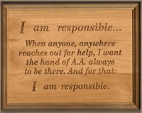 AA Responsibility Statement 7" x 9" Laser Engraved Alder Wood Plaque