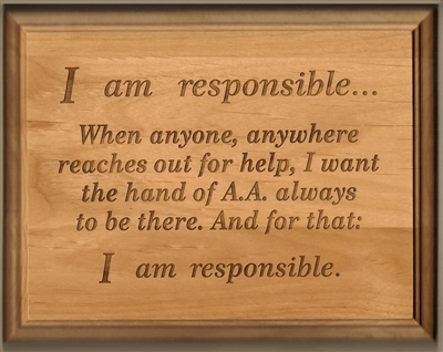 AA Responsibility Statement 7" x 9" Laser Engraved Alder Wood Plaque