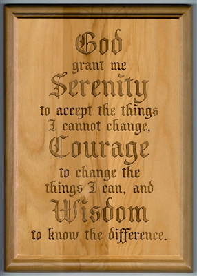 Laser Engraved Serenity Prayer 5" x 7" Alder Wood Plaque