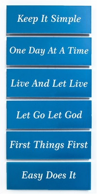Blue and White - Laser Engraved - Recovery Slogan Magnet Set of 6