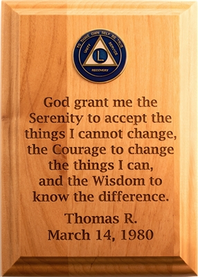 5" x 7" Custom Serenity Prayer Wall Medallion Holder Plaque