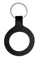 Black Leather Recovery Medallion Holder with Nickel Key Ring and snap