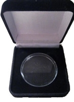 Black Velvet Medallion Holder Box with an air tight Clear Acrylic Capsule