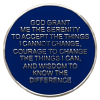 Serenity Prayer Medallion Magnet - Blue and Silver Recovery Magnet