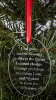 Laser Engraved Serenity Prayer Holiday Ornament