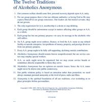 8 1/2" x 11" full printed page of The Twelve Traditions of Alcoholics Anonymous - Pamphlet 28