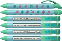 Daisy Rotating Inspirational Message Pen: You are BRAVER than you Believe, STRONGER than you Seem, SMARTER than you Think, LOVED more than you Know.