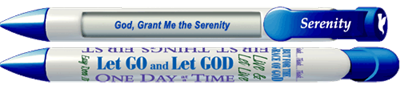 Serenity Prayer Ink Pen - Blue Recovery Writing Pen - Featuring Four Rotating Messages