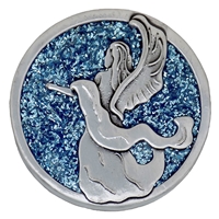 Guardian Angel Blue Sparkle Painted Pewter Medallion