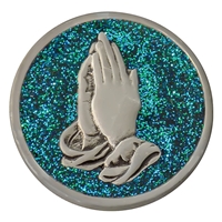 Praying Hands Painted Pewter Medallion