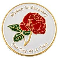 Women In Recovery - One Day At A Time Rose Painted Medallion