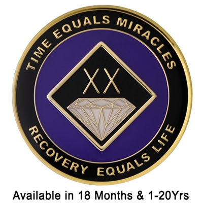 Purple-Black and Gold Anniversary Recovery Medallion | $14.00