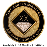 Black and Gold 20 Year Anniversary Recovery Medallion | $14.00