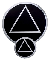 Chrome on a Black Background - AA Circle-Triangle Logo Sticker - Size - 1.5" in Diameter