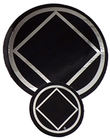 Chrome - Black Diamond within a Circle Logo Sticker - Measurement: 1.5" in Diameter