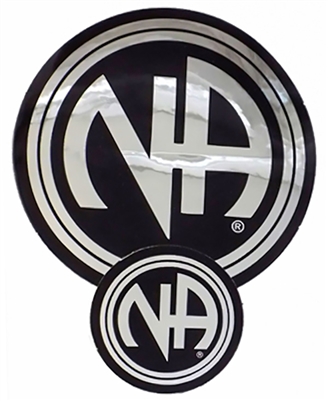 Chrome - NA Letters Sticker - Black - Measurement: 1.5" in Diameter