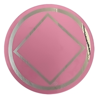 Pink-Chrome - Diamond within a Circle NA Logo Sticker - Measurement: 3" in Diameter