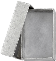 Silver Foil Textured Cardboard Gift Box With a Cotton Insert - Silver Foil Color