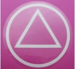 Classic AA Circle Triangle Logo Sticker in White on a Clear Background - Measures: 3" Diameter