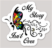 Semicolon Butterfly - 2.15" x 2" - Die-Cut  Black and Multi-Colored on White Sticker