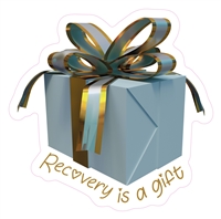 Die Cut Sticker - A Gift Box with the words Recovery Is A Gift