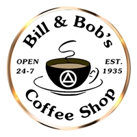 Bill & Bob's Coffe Shop - 2" Diameter Black and White Sticker