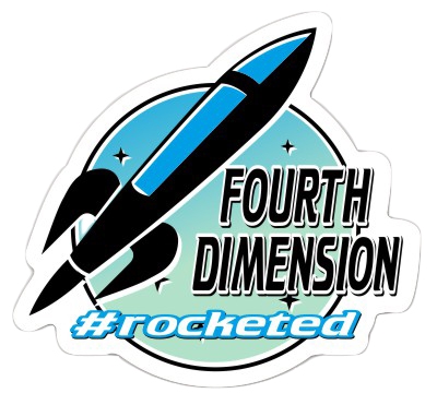 Fourth Dimension â€‹Hashtag Rocketed Die Cut Sticker