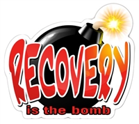 (Bomb) Recovery Is The Bomb - 2.27" x 2" - Die-Cut  Red & Black Sticker