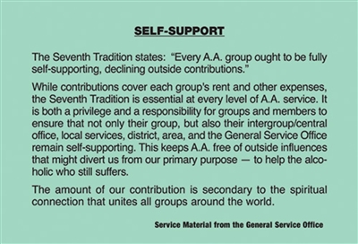 4" X 6" - AA 7th Tradition - Green Card