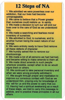 The 12 Steps of NA Laminated Verse Card