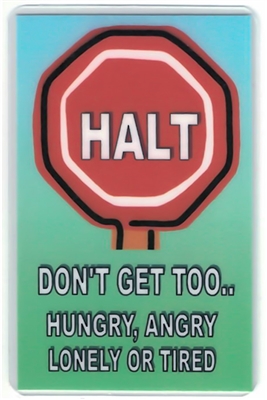 HALT Acronym - Recovery Slogan - Laminated Verse Card