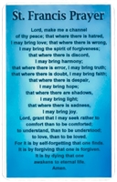 Laminated St. Francis Prayer Verse Card
