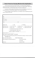 Downloadable Talent Historical Society Membership Application