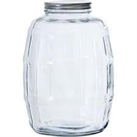 BOTTLE 2.5 GLASS BARREL JAR WIDE MOUTH WITH LID