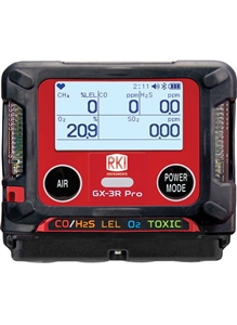 RKI GX-3R Pro LEL, O2, CO, H2S with Li-Ion Battery & 115 VAC Charger