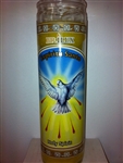 HOLY SPIRIT UNSCENTED YELLOW PILLAR CANDLE IN GLASS (ESPIRITU SANTO)