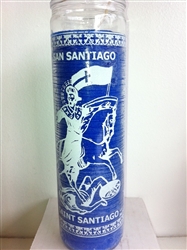 SAINT SANTIAGO UNSCENTED PILLAR CANDLE IN GLASS (SAN SANTIAGO VELA)