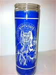 AFRICAN SAINT BARBARA BLUE SEVEN DAY CANDLE IN GLASS