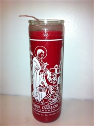 SAINT CARLOS BORROMEO SEVEN DAY CANDLE IN GLASS (  SAN CARLOS BORROMEO CANDLE )