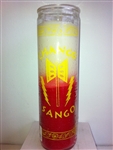 CHANGO / SHANGO / SANGO 2 COLOR (WHITE OVER RED) UNSCENTED PILLAR CANDLE IN GLASS