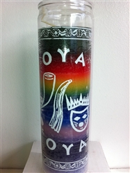 ORISHA OYA 7 COLOR UNSCENTED PILLAR CANDLE IN GLASS