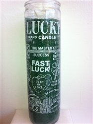 FAST LUCK UNSCENTED GREEN PILLAR CANDLE IN GLASS (SUERTE RAPIDA)