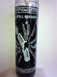 SPELL BREAKER UNSCENTED BLACK PILLAR CANDLE IN GLASS (ROMPE CONJUROS VELA)