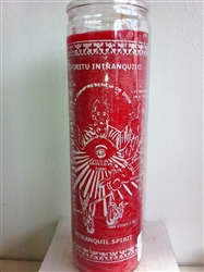 INTRANQUIL SPIRIT UNSCENTED RED PILLAR CANDLE IN GLASS (ESPIRITU INTRANQUILO)