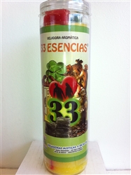 33 ESSENCES PREPARED SCENTED PILLAR CANDLE IN GLASS (33 ESSENCIAS)