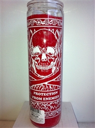 PROTECTION FROM ENEMIES ONE COLOR SEVEN DAY UNSCENTED CANDLE IN GLASS (MUERTE CONTRA MIS ENEMIGOS)